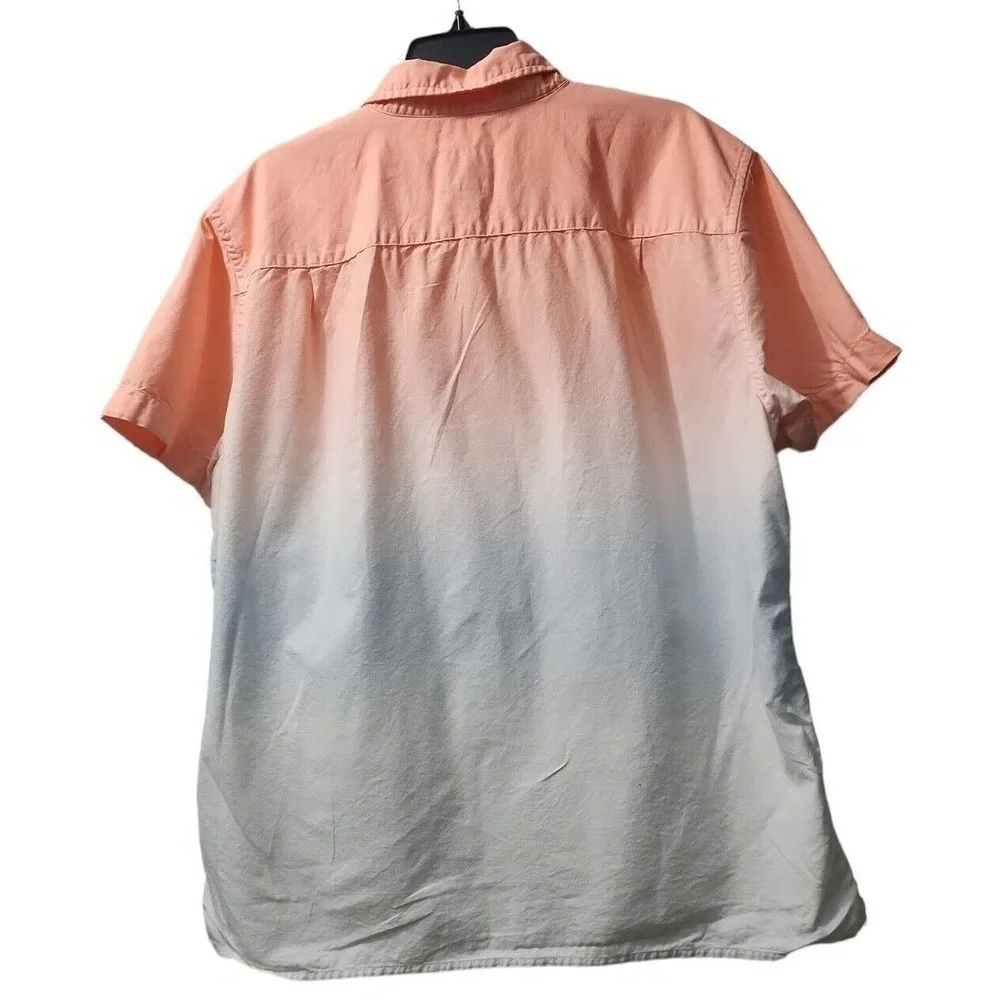 American Eagle Ombre Button Down Short‎ Sleeve Casual Shirt XL